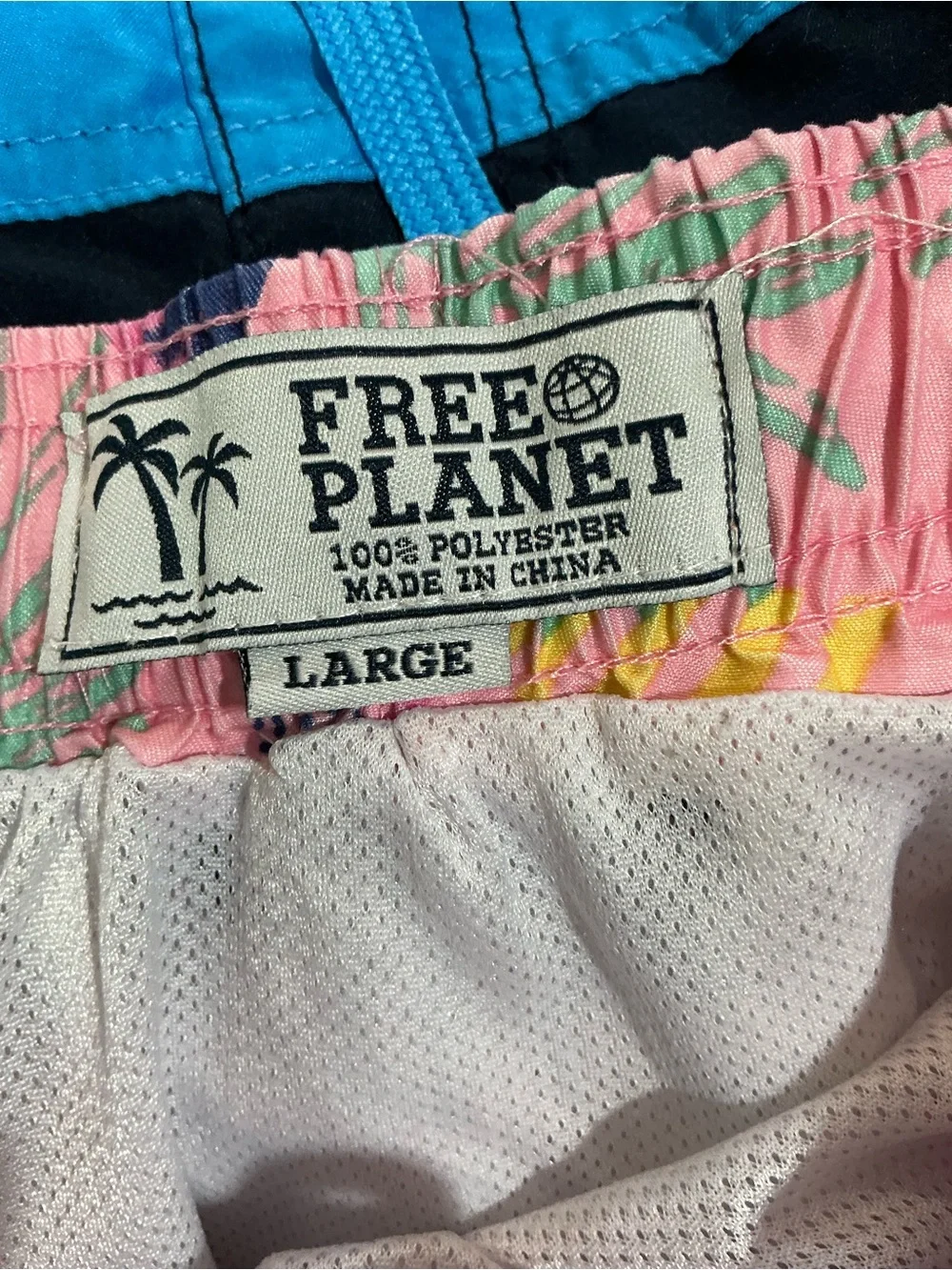 💙 Free Planet Men’s Pink Swim Suit Trunks Palm Trees - Large (01260)